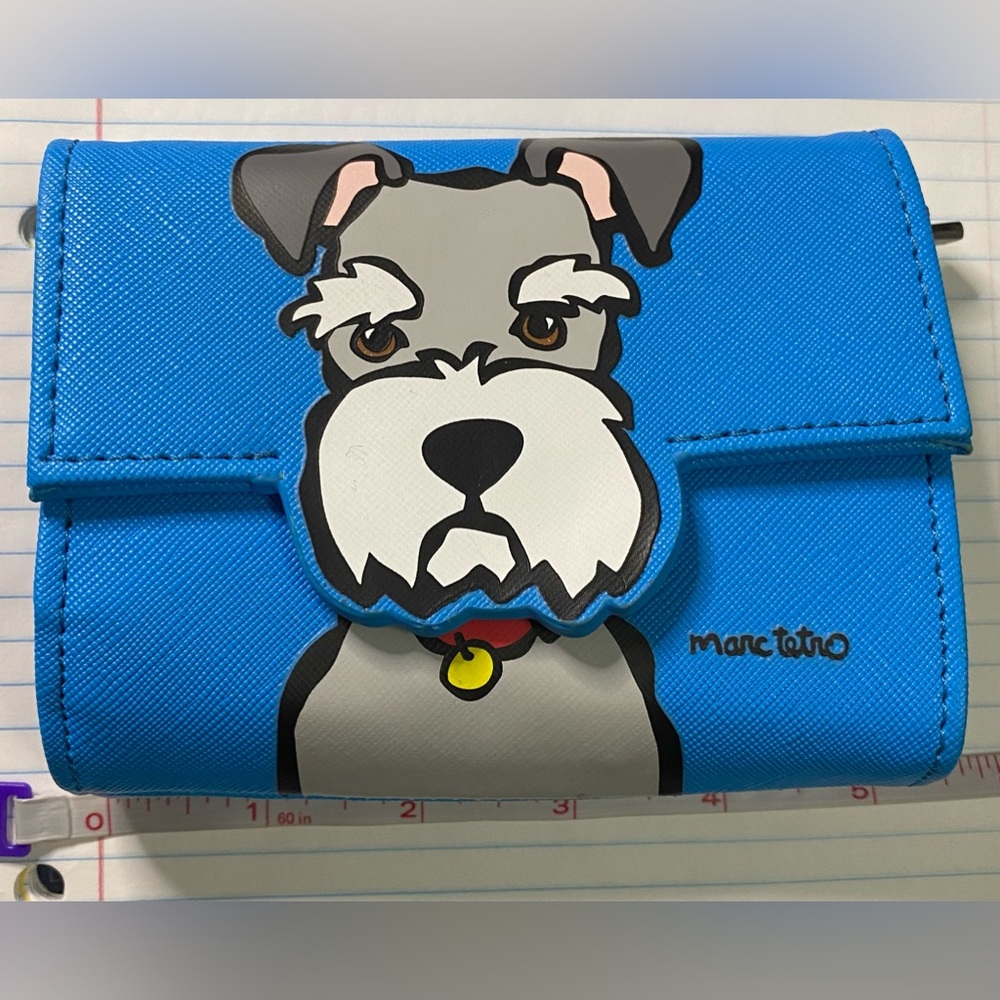 Marc Tetro Small Keychain Wallet Zippered Coin Schnauzer Blue 5"X4"X1"